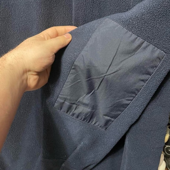 plain blank navy blue Arizona long sleeve button up fleece sweatshirt jacket - Picture 6 of 6